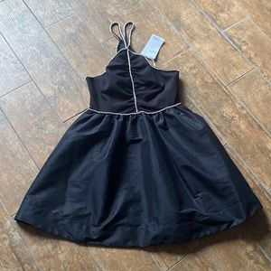 Likely brand cocktail dress. Size 6. Black w/ rhinestones. NWT. Zipper back.